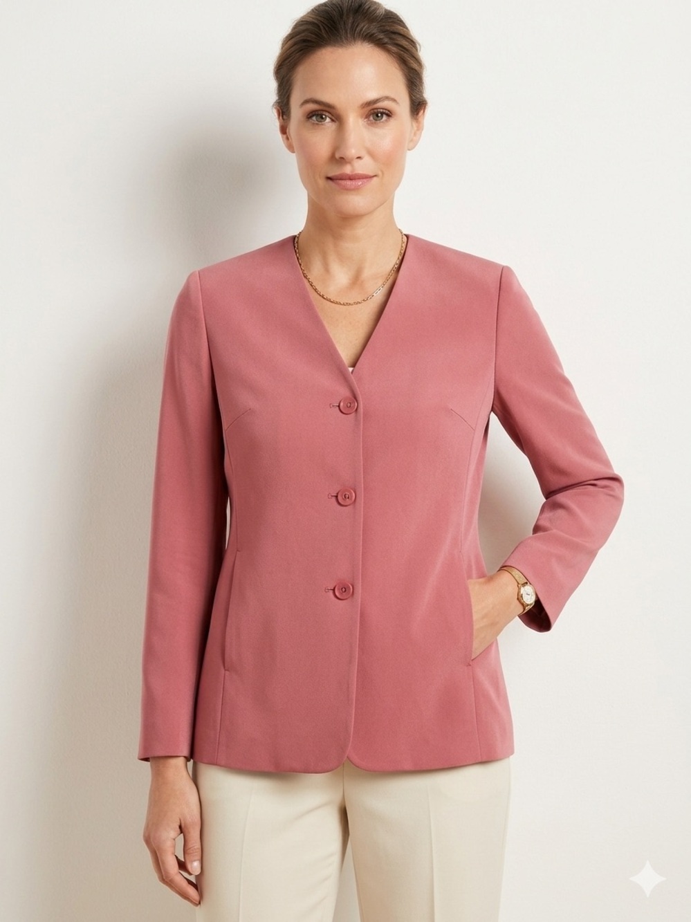 Talbots Petites Pure Silk Blazer Jacket Dusty Rose Pink Vintage Inspired 2